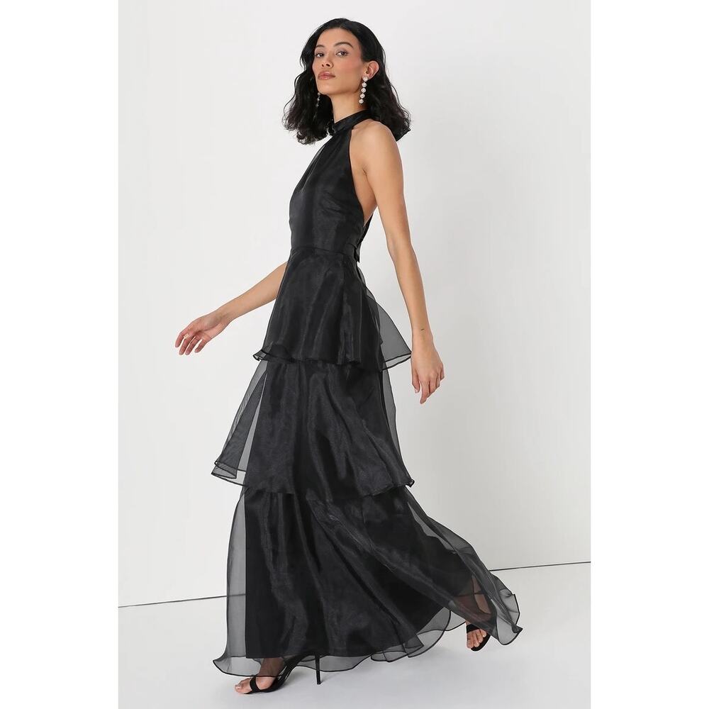 Lulus Maxi Tiered Black  Dress